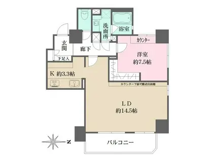 藤和シティホームズ三条堀川(1LDK/9階)の間取り写真