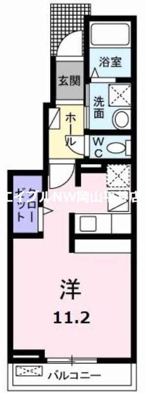 シェリールB(ワンルーム/1階)の間取り写真