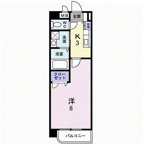 プロスペールS(1K/1階)の間取り写真