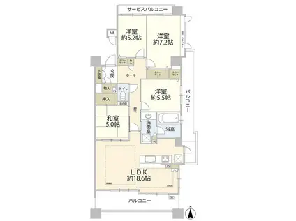 グランザ植田本町(4LDK/2階)の間取り写真