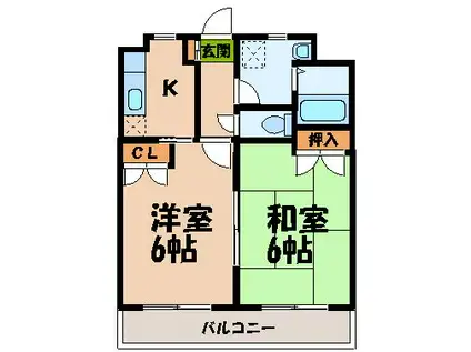 ホワイトパレス(2K/3階)の間取り写真