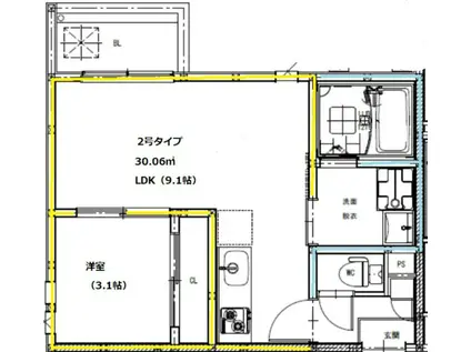 REGALEST健軍II(1LDK/1階)の間取り写真
