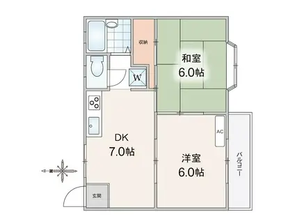 エクセレントハイム(2DK/2階)の間取り写真