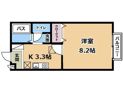 プリシェールキャッスルC棟(1K/1階)の間取り写真