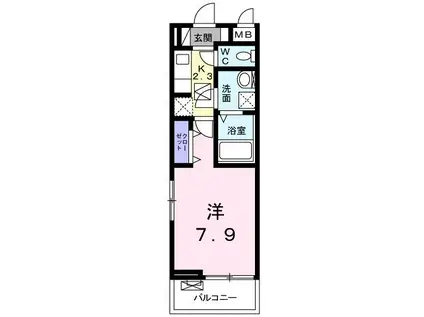 ラグラス(1K/1階)の間取り写真