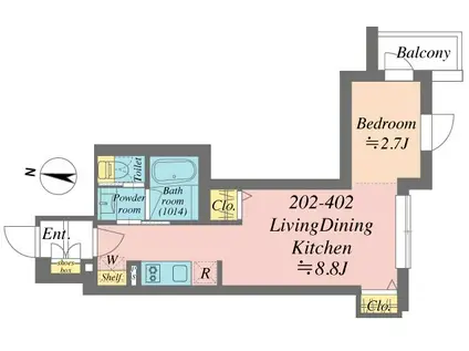 GRANDE SHAKUJIIDAI(1LDK/2階)の間取り写真