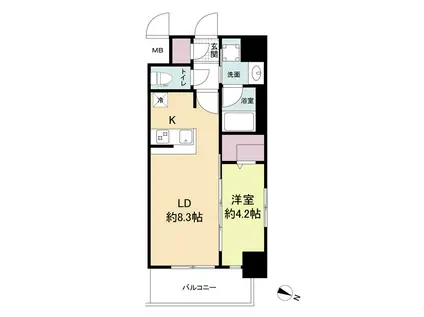 METROSA京町堀(1LDK/11階)の間取り写真