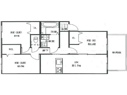 グランモア堂本(3LDK/1階)の間取り写真