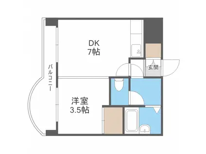プレサント南9西12(1DK/6階)の間取り写真