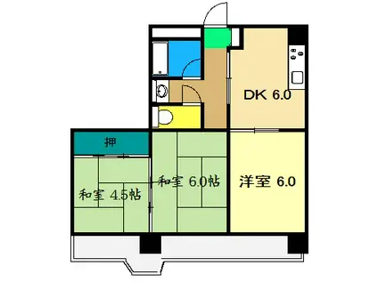 瀬戸ハイツ(3DK/3階)の間取り写真