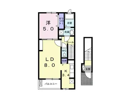 カルム・K(1LDK/2階)の間取り写真