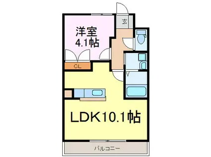 メルヴェーユ(1LDK/2階)の間取り写真