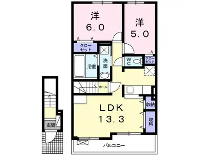 BELLE・BRISE(2LDK/2階)の間取り写真