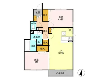 フラーゼ(2LDK/1階)の間取り写真