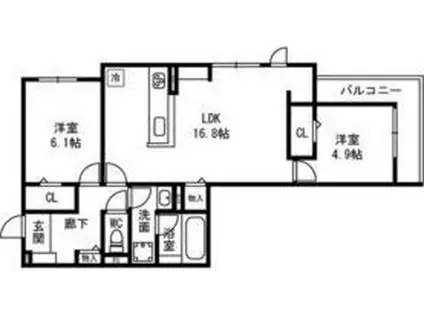 D-RESIDENCE西野A棟(2LDK/3階)の間取り写真