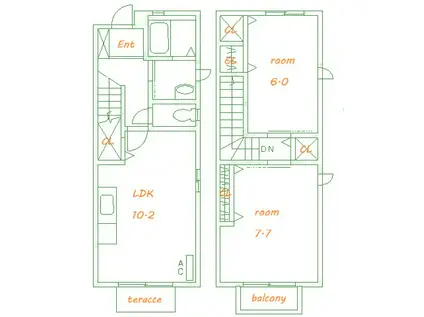 湘南VENTUS I(2LDK/1階)の間取り写真