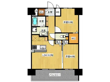 ふぁみゆアビコIX(2LDK/7階)の間取り写真
