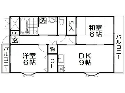ハイツ下村(2LDK/1階)の間取り写真