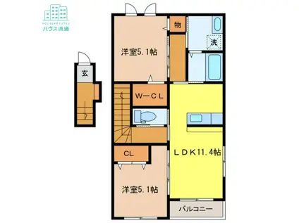 グリーンガーデン壱番館(2LDK/2階)の間取り写真