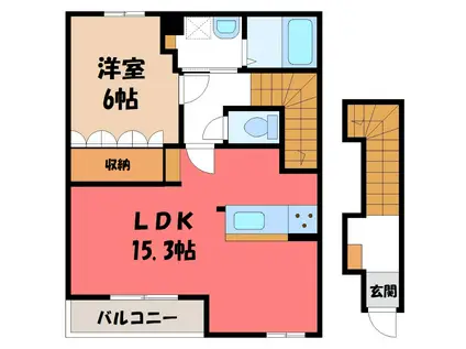 ＪＲ高崎線 籠原駅 徒歩26分 2階建 築16年(1LDK/2階)の間取り写真