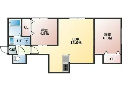 ピルヴィーテ南郷(2LDK/3階)の間取り写真