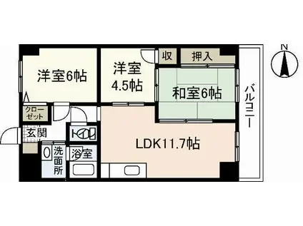 シャルマン財官II(3LDK/7階)の間取り写真