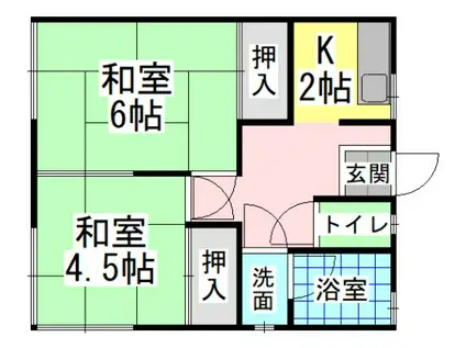 向江荘アパート(2K/1階)の間取り写真