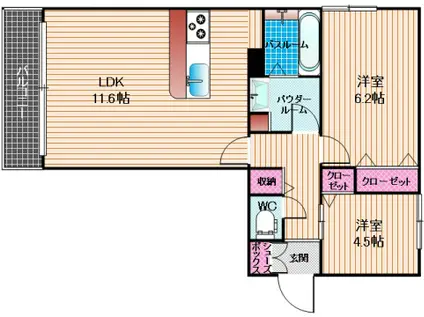 ディールーム西長住弐番館(2LDK/1階)の間取り写真