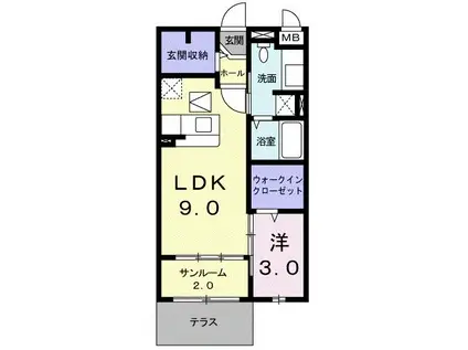 シャルマンフルール(1LDK/1階)の間取り写真
