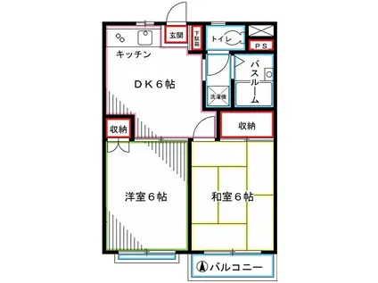 モンシャトー小金井東B棟(2DK/2階)の間取り写真