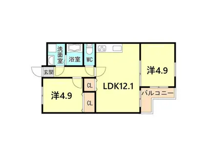 セントラル伊丹(2LDK/5階)の間取り写真