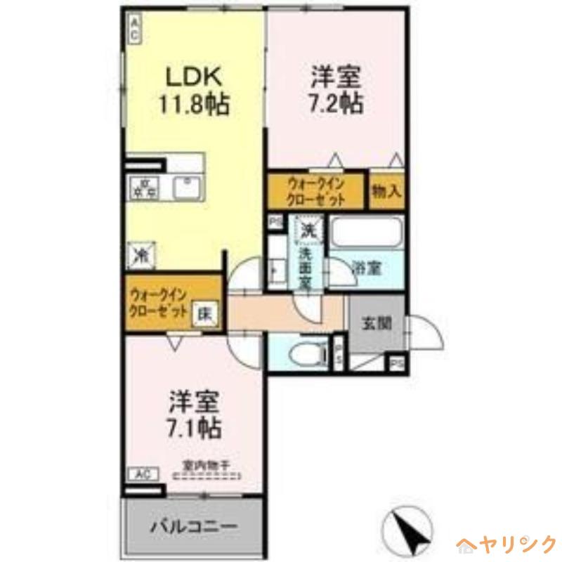 カーサ・セレナ(2LDK/2階)の間取り写真