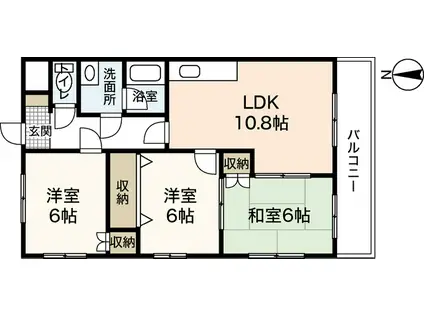 Kハイム城南(3LDK/4階)の間取り写真