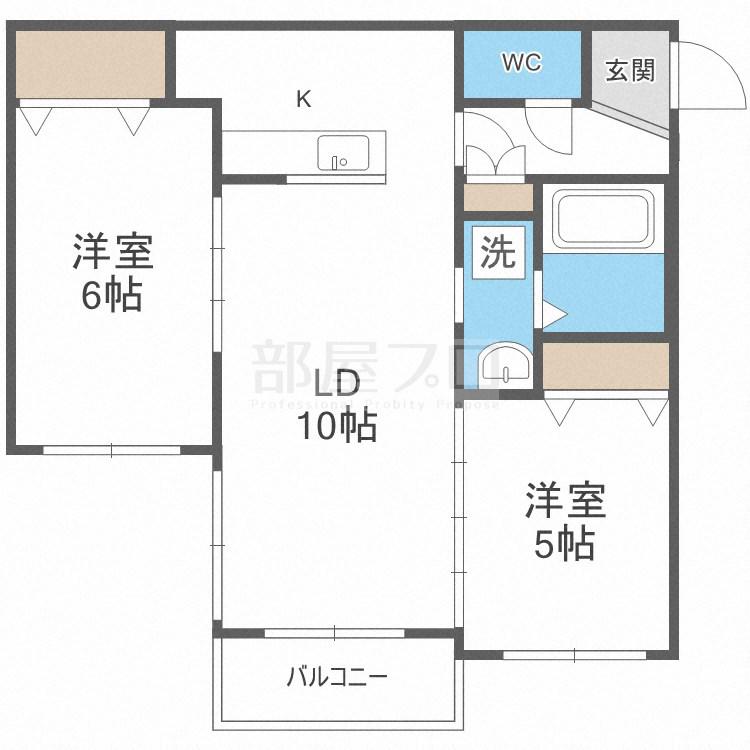 アルシオーネS12(2LDK/1階)の間取り写真
