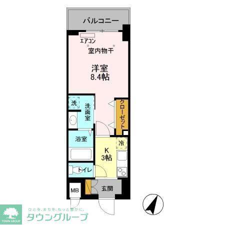 1/6TH ワンシックス(1K/3階)の間取り写真