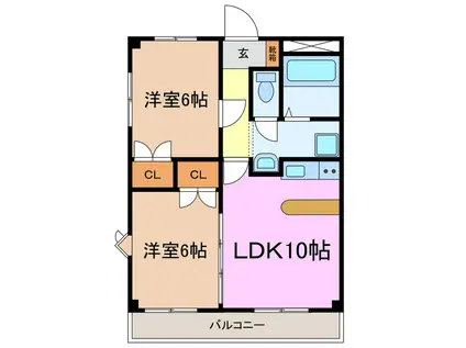 パークハウス梅森(2LDK/2階)の間取り写真