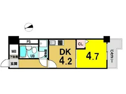 ライオンズマンション仲間町壱番館(1DK/3階)の間取り写真