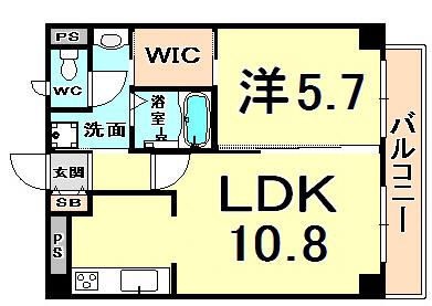 アウローラ武庫之荘(1LDK/6階)の間取り写真