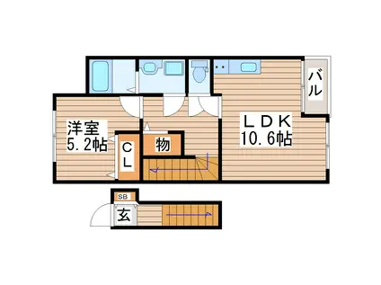 プランドール錦町(1LDK/2階)の間取り写真