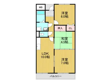 グランドール木下(3LDK/4階)の間取り写真