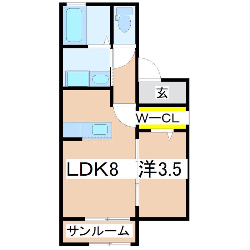 ブルズアイ(1LDK/2階)の間取り写真