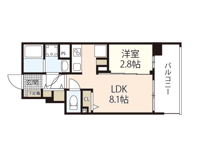 RASSURE舟入(1LDK/10階)の間取り写真