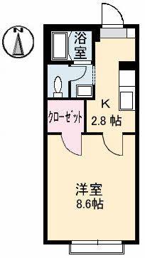 サンパレス四季(1K/2階)の間取り写真