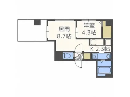 シティレジデンス桑園(1LDK/1階)の間取り写真