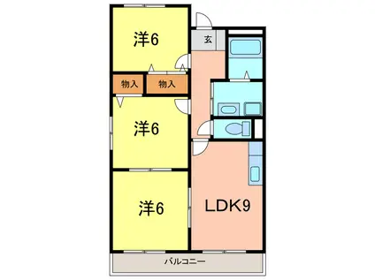 プラチナハイツ安井III(3LDK/3階)の間取り写真