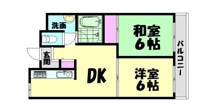 セントエルモ高石(2LDK/6階)の間取り写真