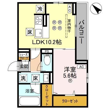 ジョウエイ深町(1LDK/1階)の間取り写真