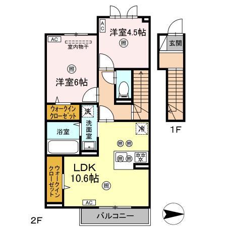 エトワリア(2LDK/2階)の間取り写真