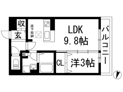 アゼリア・プロムナード(1LDK/1階)の間取り写真