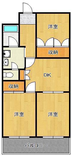 ギャランドラ片野(3DK/3階)の間取り写真